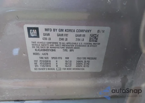 2014 Buick Encore from USA, damaged, VIN KL4CJASB4EB743846